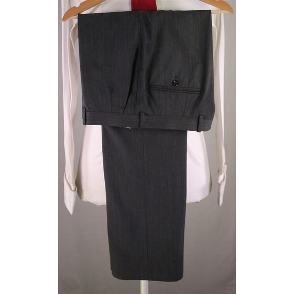 Michael Andrews Bespoke Gray Herringbone Wool 2-Btn Slim Fit Suit 36S - Picture 10 of 14